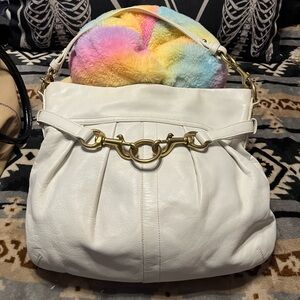Coach EUC Hobo Pleated Hampton Leather Shoulder Bag Ivory/White